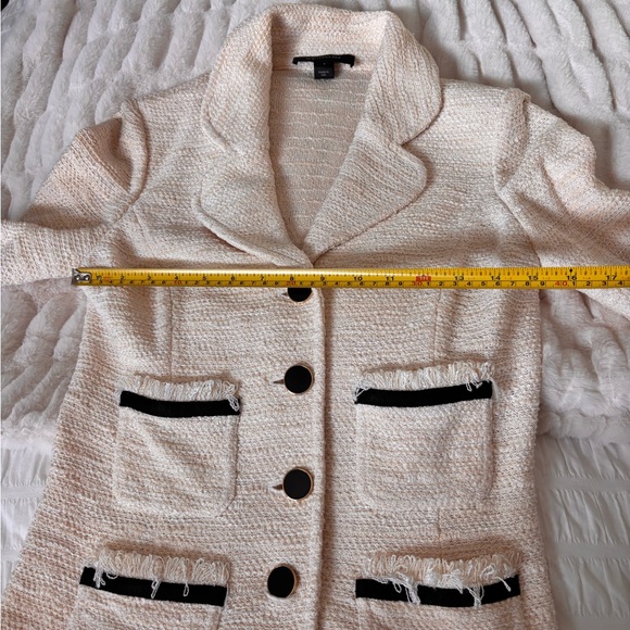 St. John Cream Textured Blazer with Black Accents - Picture 9 of 12